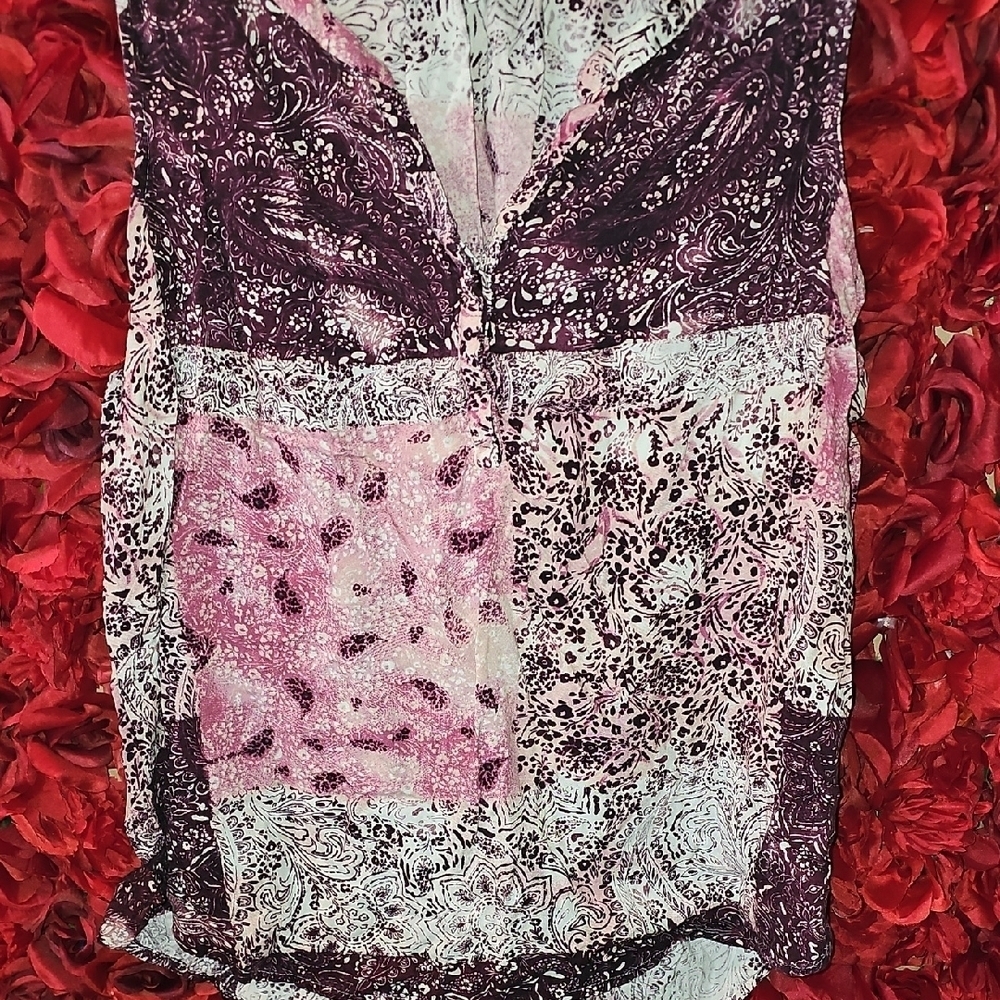 Sonoma Paisley Tank Blouse in Purple and White Size Xlarge